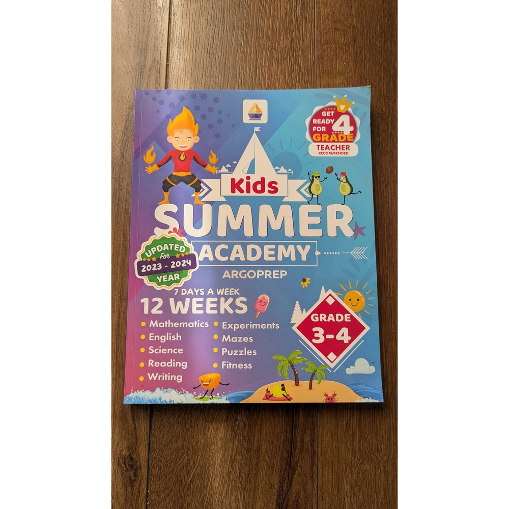 ArgoPrep Kids Summer Academy Grade 3-4 Workbook 12 Weeks Math Reading Science